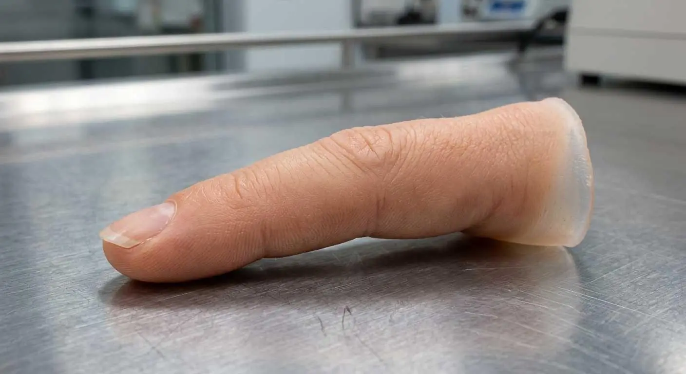 Finished custom silicone finger prosthesis